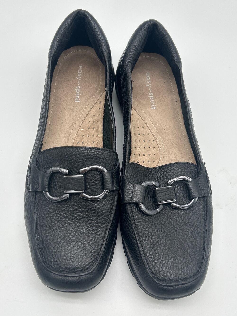 Easy Spirit Seavienta Black Leather Loafers Shoes Size 7.5M Business Casual